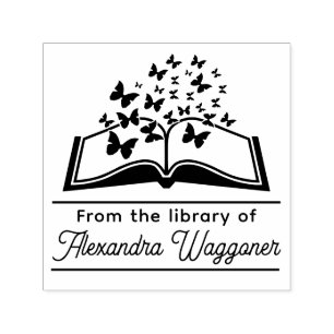 Butterflies Book “From the library of” Name Self-inking Stamp