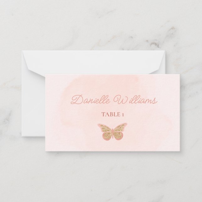 Butterflies Bridal Shower Name Card (Front)
