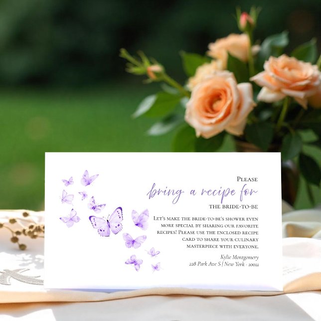 Butterflies Bridal Shower Recipe Request Card (Creator Uploaded)