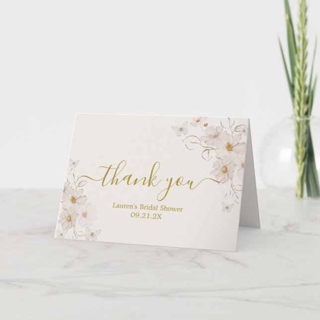 Butterflies bridal shower thank you card (Front)