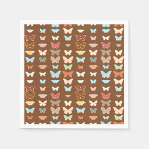 Butterflies, brown, turquoise and coral napkin