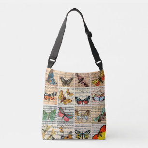 Butterflies bugs Sheet Music Vintage Ephemera Art Crossbody Bag