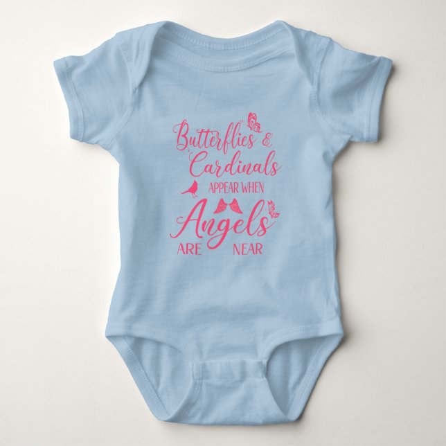 Butterflies & Cardinals Appear When Angel Are Near Baby Bodysuit (Front)