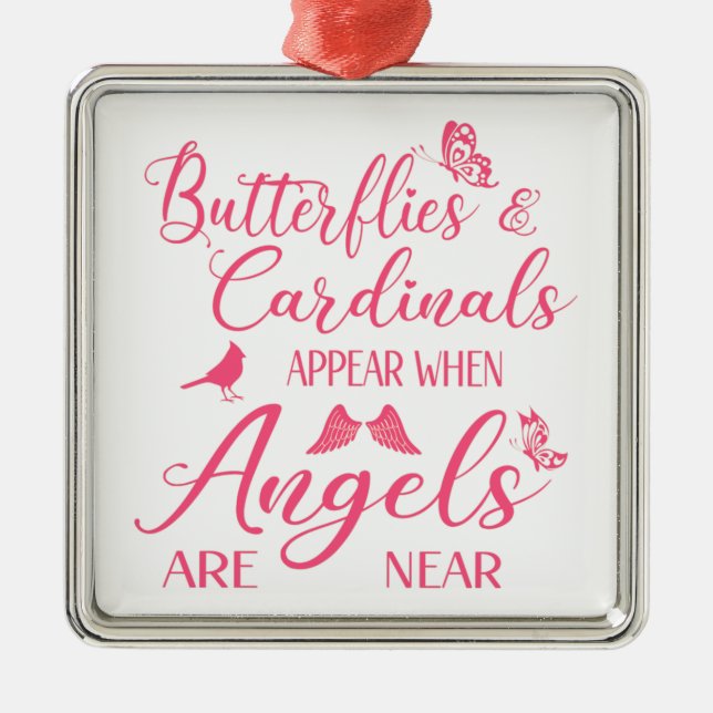Butterflies & Cardinals Appear When Angel Are Near Metal Tree Decoration (Front)