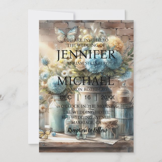 Butterflies Classic Wedding Invitations (Front)