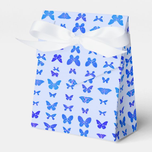 Butterflies, cobalt blue, light blue background favour box (Front Side)
