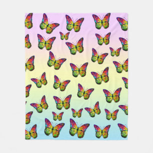BUTTERFLIES COLORFUL ABSTRACT  FLEECE BLANKET