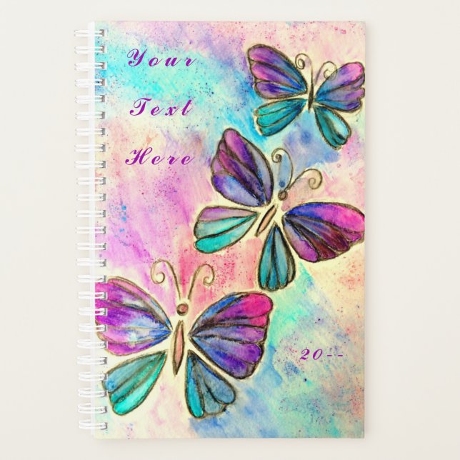 Butterflies - Customisable + Add Your Text / Name Planner (Front)