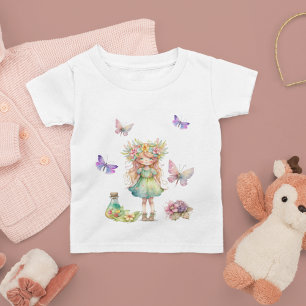 Butterflies cute fairy and flowers  baby T-Shirt