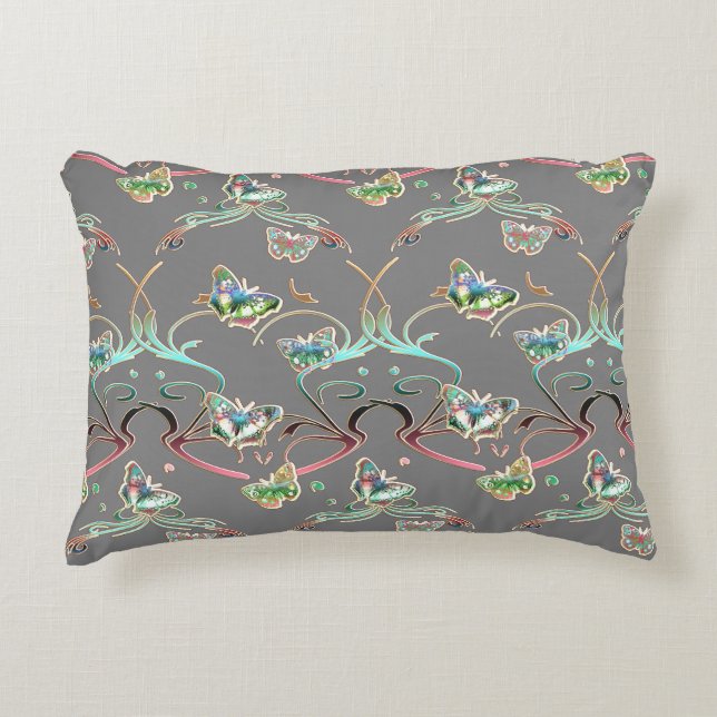 butterflies decoration gray decorative cushion (Front)