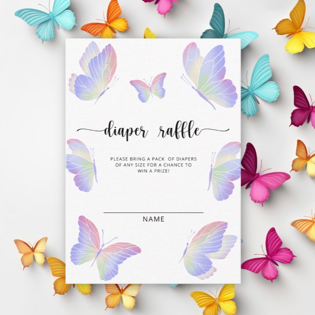 Butterflies diaper raffle ticket enclosure card (Creator Uploaded)