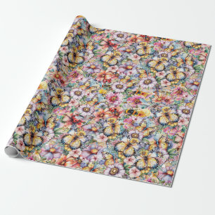 Butterflies, Dragonflies, Ladybugs, and Bees Wrapping Paper