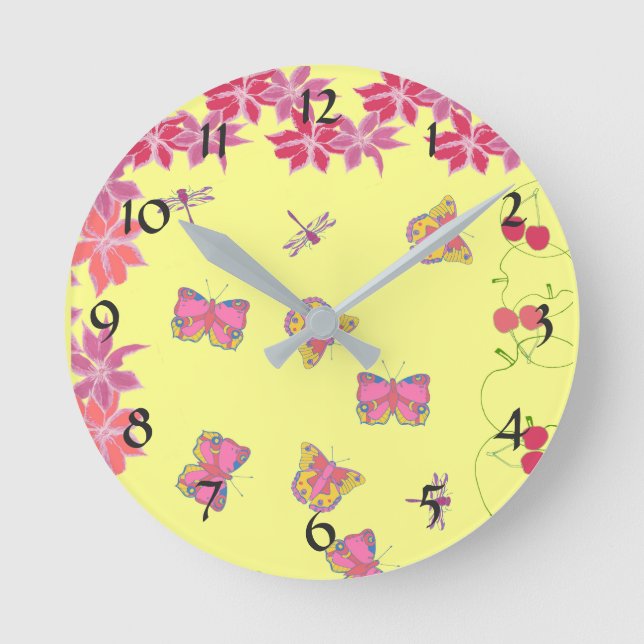 Butterflies & Dragonflies Wall Clock (Front)