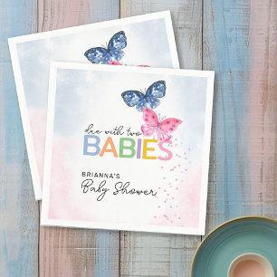 Butterflies Due with Two Babies Baby Shower Napkin