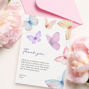 Butterflies Elegant Baby shower Hand-written Thank You Card
