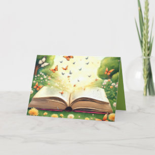 Butterflies Exploding Out of Open Book Card