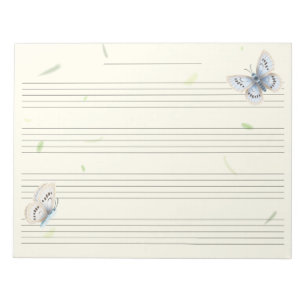 Butterflies Extra Wide Rule Kids Music Manuscript Notepad