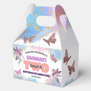 Butterflies Fairy Gold Glitter 2nd Birthday Party Favour Box