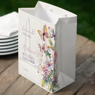 Butterflies floral bridal shower favours medium gift bag