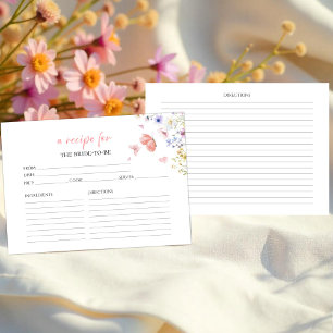 Butterflies Floral Bridal Shower Recipe Cards