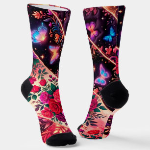 Butterflies, Floral Dreams & Golden Elegance Socks