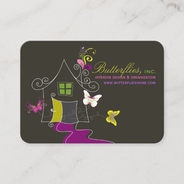 Butterflies Floral House Home Modern Profile Card (Front)