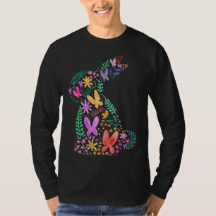 Butterflies Flower Easter Bunny Fun for Spring Eas T-Shirt
