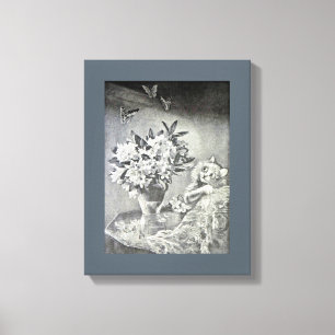 Butterflies, Flower vase, Cat, Louis Wain Canvas Print