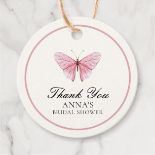 Butterflies Flowers Bridal Shower Thank You Favour Tags