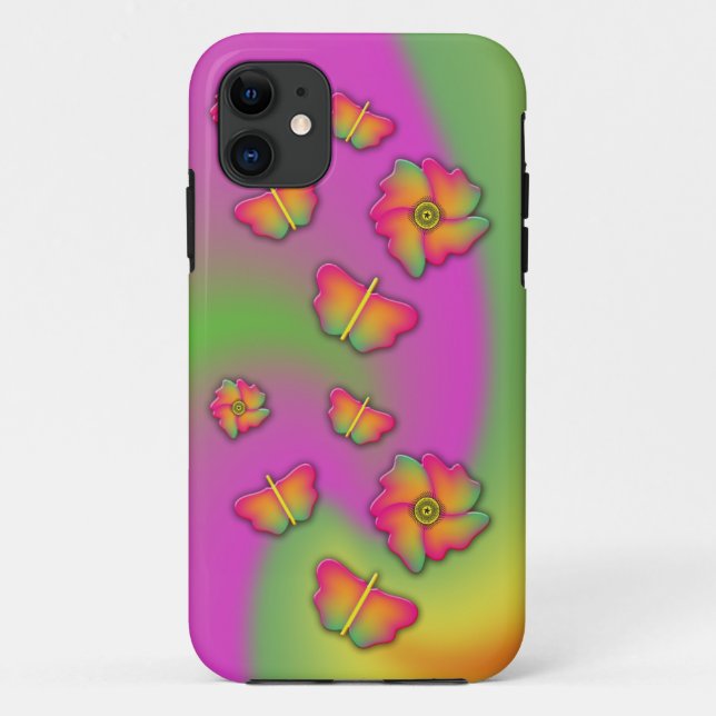 Butterflies & Flowers Case-Mate iPhone Case (Back)