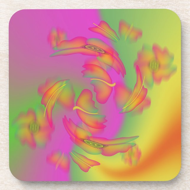 Butterflies & Flowers Coaster (Front)