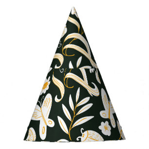 Butterflies & Flowers: Doodle Summer Pattern. Party Hat