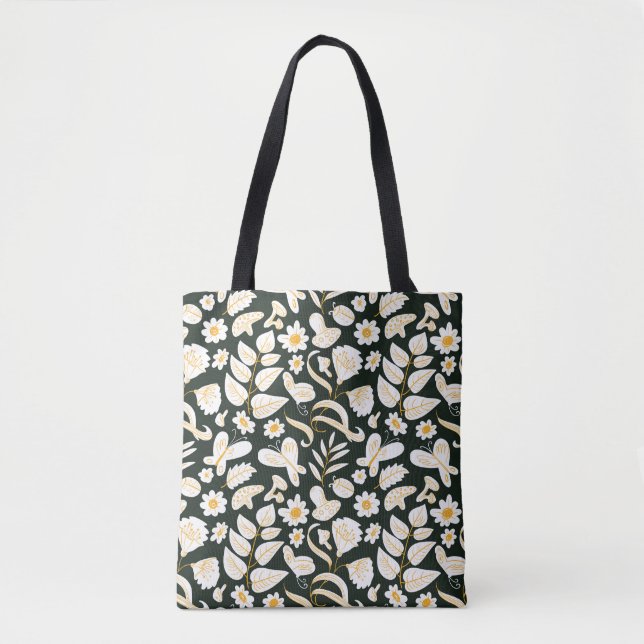 Butterflies & Flowers: Doodle Summer Pattern. Tote Bag (Front)