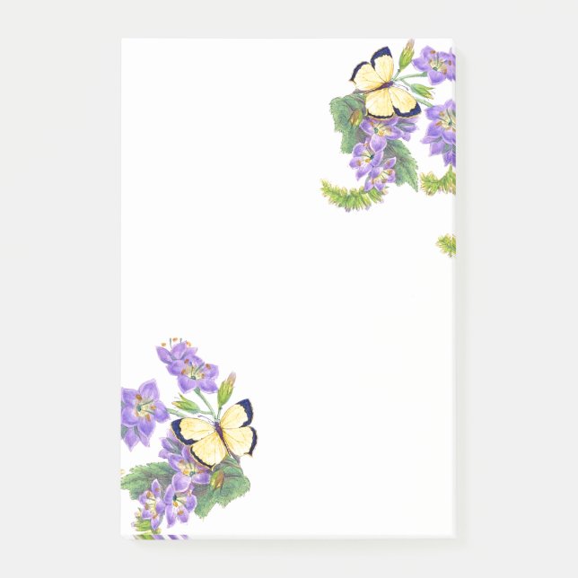 Butterflies Flowers Floral Garden Post It Notes (Front)