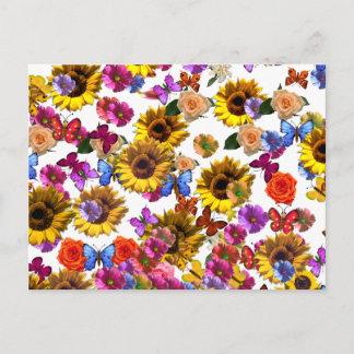 Butterflies & Flowers Full Coverage Graphic Postcard