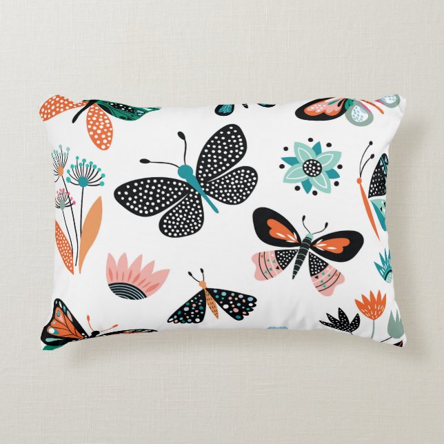 Butterflies Flowers: Hand Drawn Collection Decorative Cushion (Front)