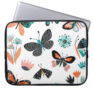 Butterflies Flowers: Hand Drawn Collection Laptop Sleeve