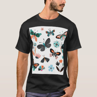 Butterflies Flowers: Hand Drawn Collection T-Shirt