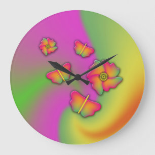 Butterflies & Flowers Large Clock