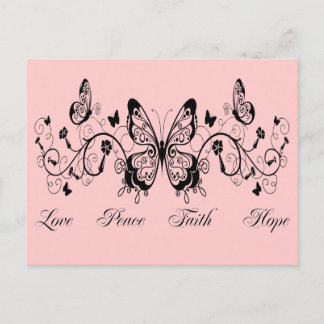 BUTTERFLIES & FLOWERS LOVE PEACE FAITH HOPE POSTCARD