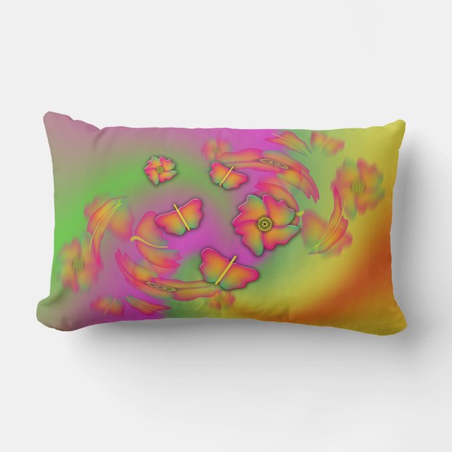 Butterflies & Flowers Lumbar Cushion (Front)