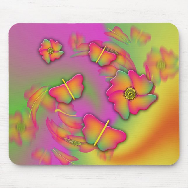Butterflies & Flowers Mouse Pad (Front)