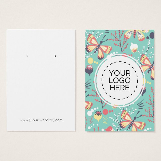 Butterflies Flowers Pattern Earring Display Card (Front & Back)