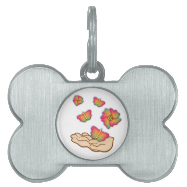 Butterflies & Flowers Pet Name Tag (Front)