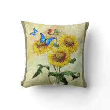 Butterflies & Flowers Pillow - Green Back