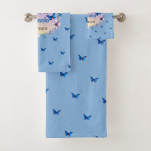 Butterflies & Flowers Positive Mindset Quote Bath Towel Set