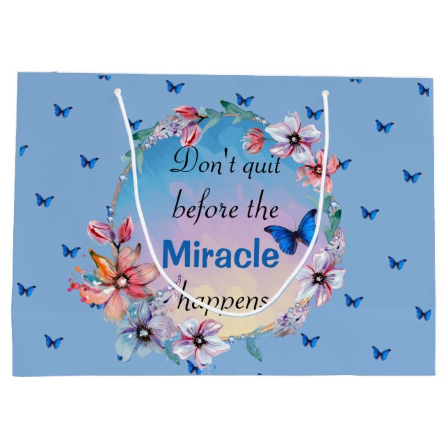 Butterflies & Flowers Positive Mindset Quote  Large Gift Bag (Back)