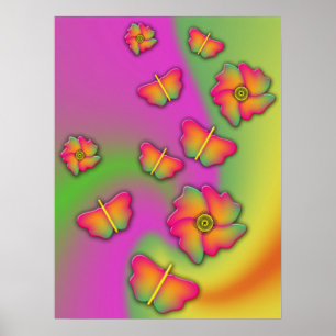 Butterflies & Flowers Poster