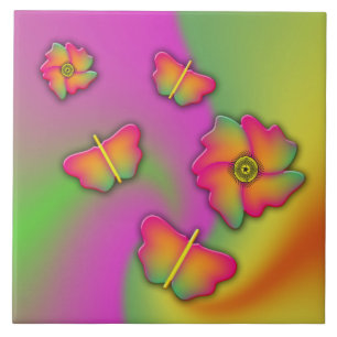 Butterflies & Flowers Tile