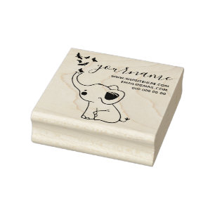 Butterflies Flying From the Nose of a Elephant Rubber Stamp